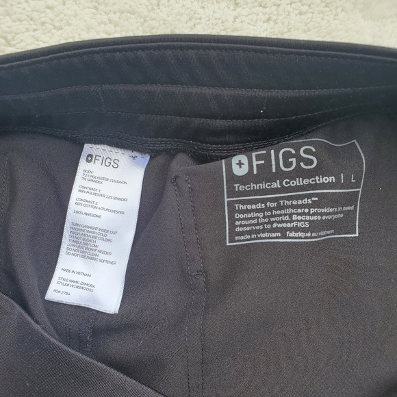 Figs BLACK ATHLETIC PANTS SIZE large - Picture 3 of 3